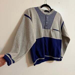 Vintage Pierre Cardin Colorblock Varsity 1/4 Snap Long Sleeve Sweatshirt med